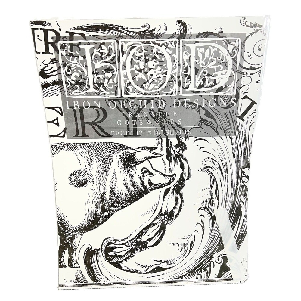 IOD COTSWOLDS Transfer NEW Iron Orchid Designs Pig Sheep Black/White